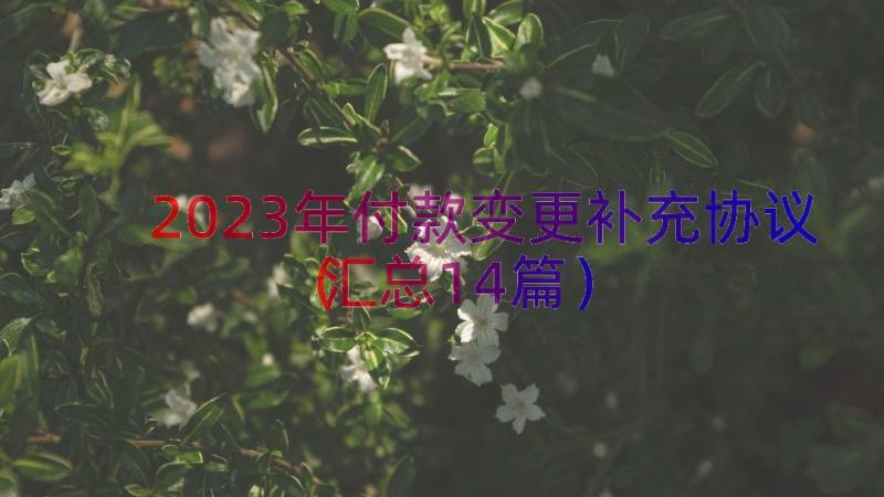 2023年付款变更补充协议（汇总14篇）