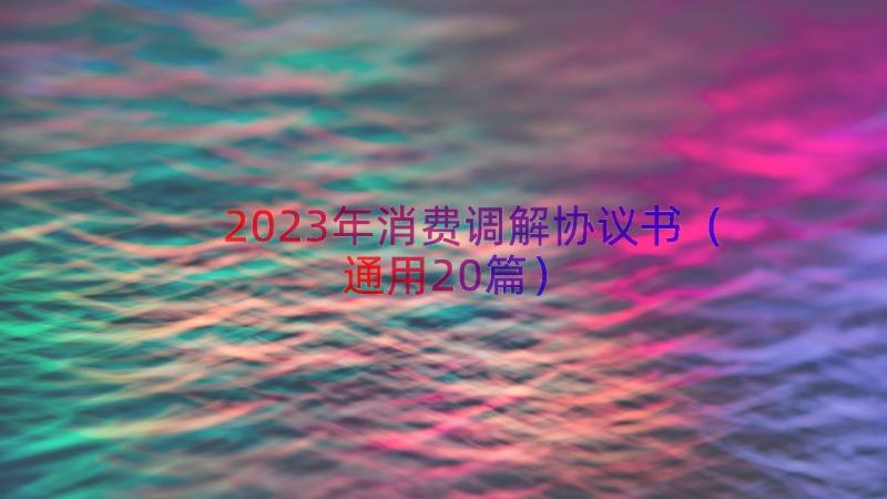 2023年消费调解协议书通用