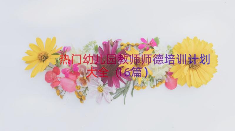 热门幼儿园教师师德培训计划大全（16篇）