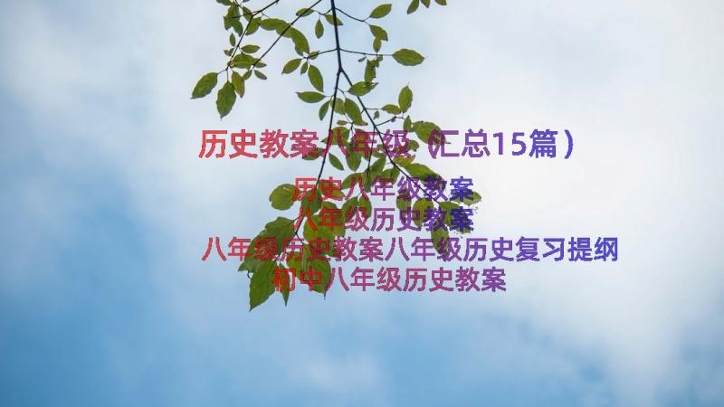 历史教案八年级（汇总15篇）