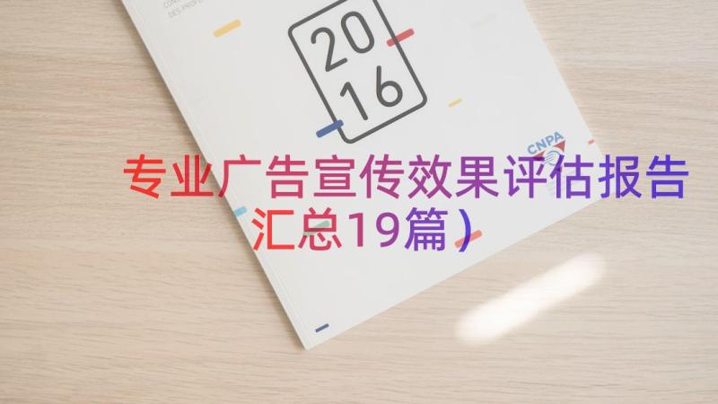 专业广告宣传效果评估报告（汇总19篇）