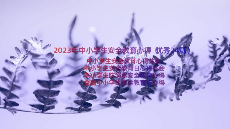 2023年中小学生安全教育心得（优秀24篇）