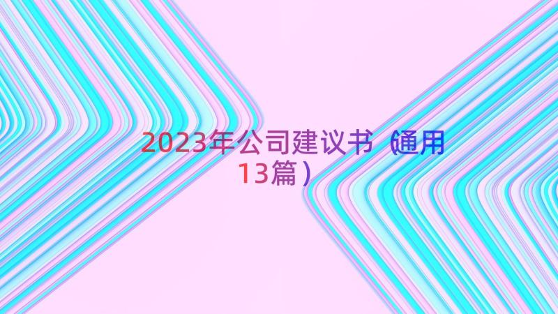 2023年公司建议书（通用13篇）