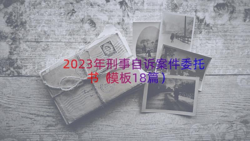 2023年刑事自诉案件委托书（模板18篇）