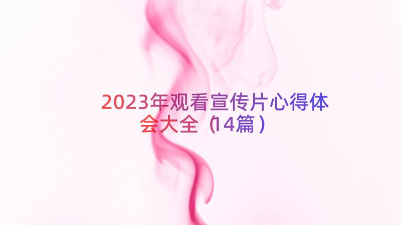 2023年观看宣传片心得体会大全（14篇）