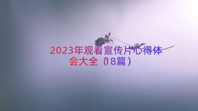 2023年观看宣传片心得体会大全（18篇）