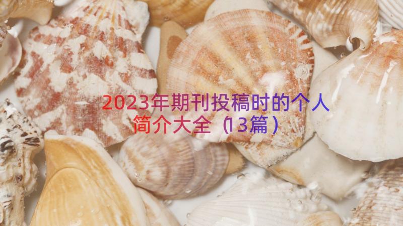 2023年期刊投稿时的个人简介大全（13篇）