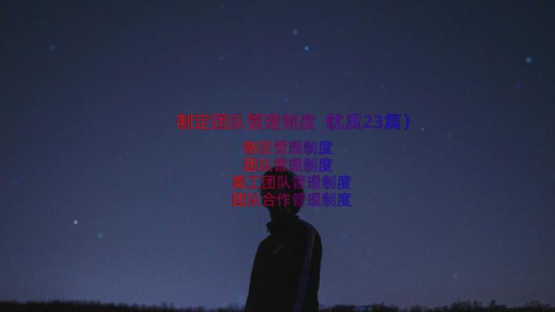 制定团队管理制度（优质23篇）