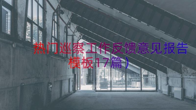 热门巡察工作反馈意见报告（模板17篇）