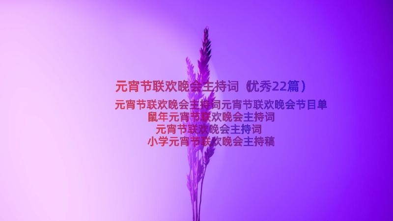 元宵节联欢晚会主持词（优秀22篇）