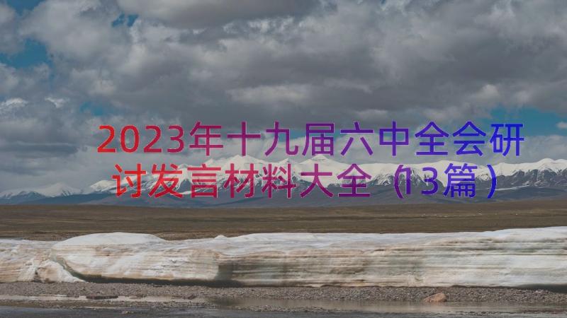 2023年十九届六中全会研讨发言材料大全（13篇）