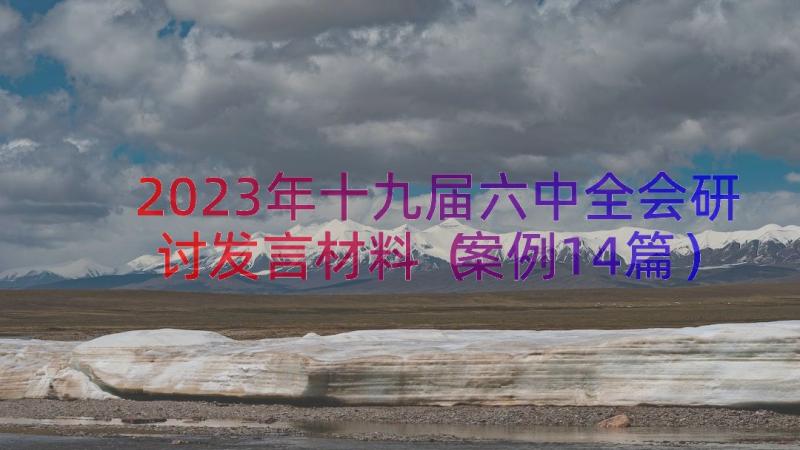 2023年十九届六中全会研讨发言材料（案例14篇）