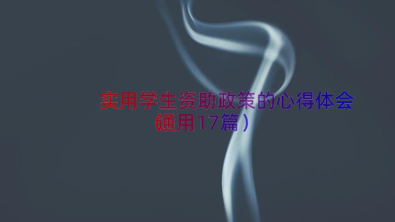 实用学生资助政策的心得体会（通用17篇）