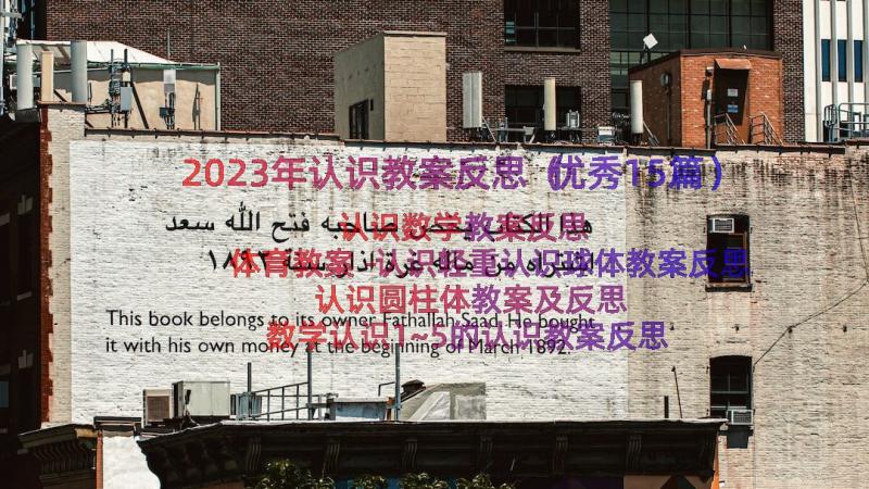 2023年认识教案反思（优秀15篇）