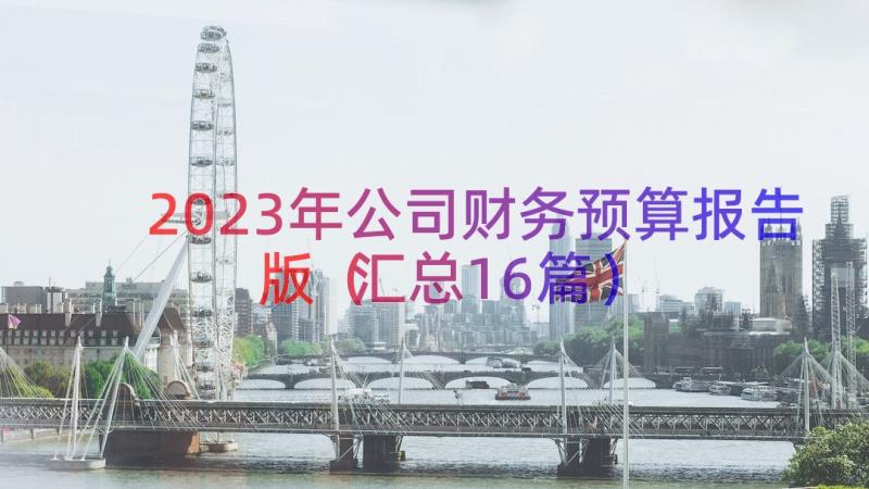 2023年公司财务预算报告版（汇总16篇）