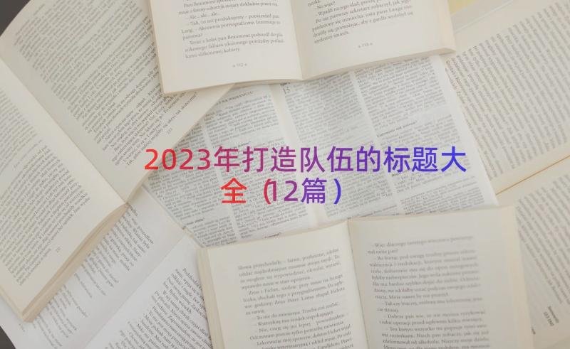 2023年打造队伍的标题大全（12篇）