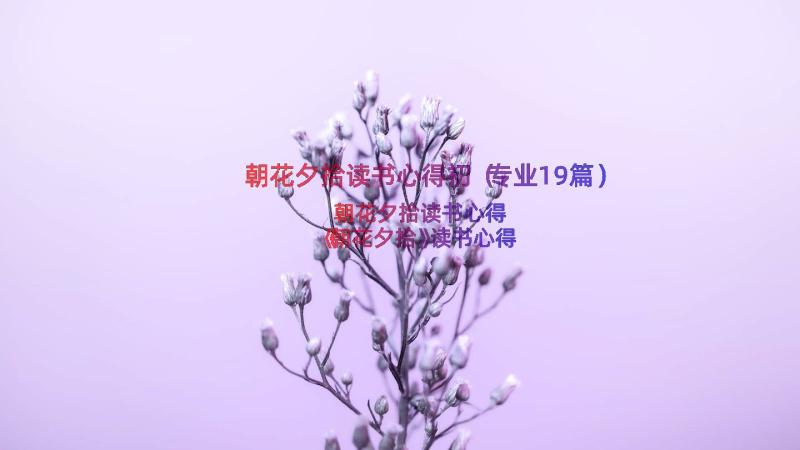 朝花夕拾读书心得初（专业19篇）