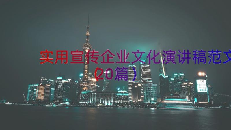 实用宣传企业文化演讲稿范文