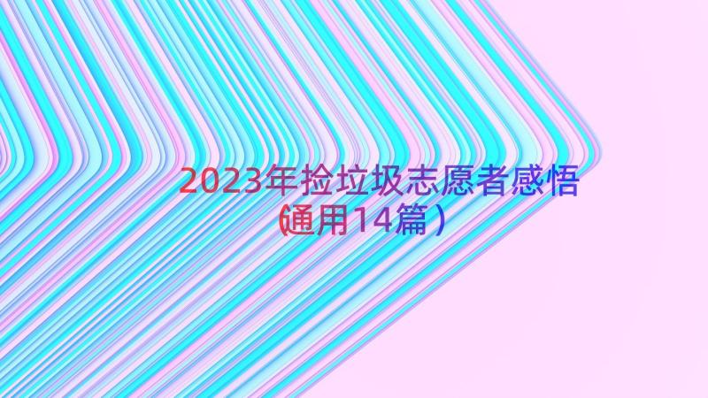 2023年捡垃圾志愿者感悟（通用14篇）