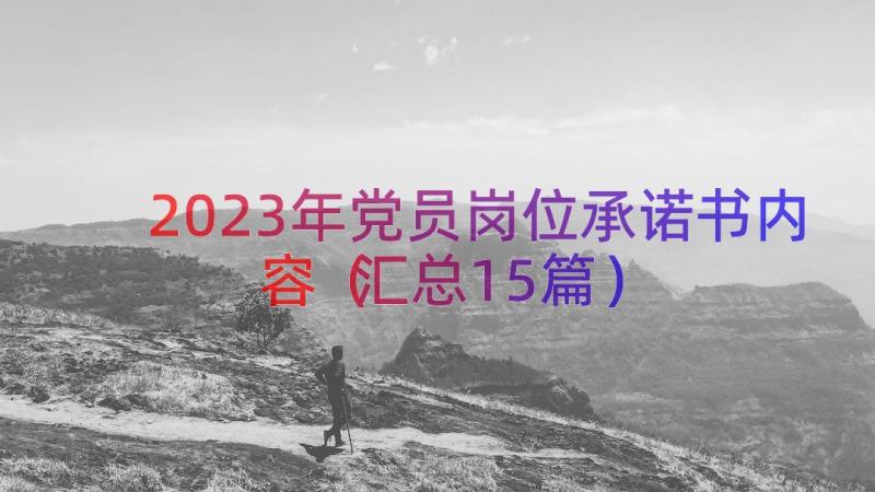 2023年党员岗位承诺书内容（汇总15篇）