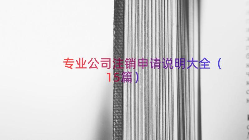 专业公司注销申请说明大全（15篇）