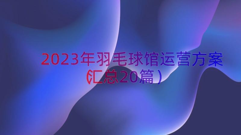 2023年羽毛球馆运营方案汇总