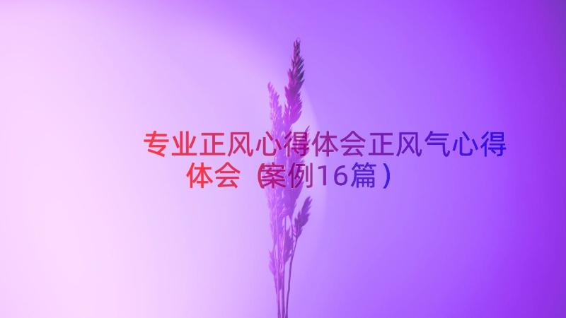 专业正风心得体会正风气心得体会（案例16篇）