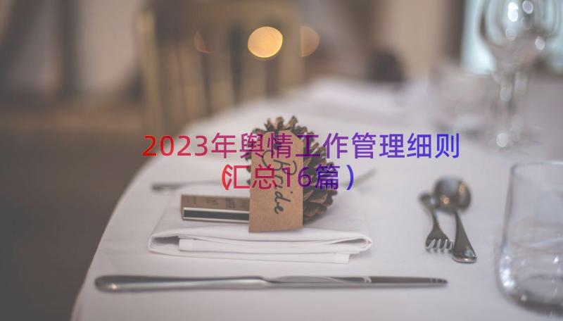 2023年舆情工作管理细则汇总