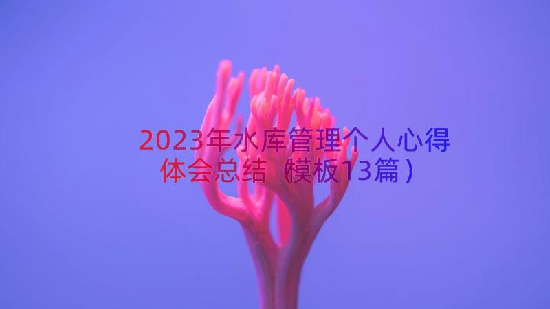 2023年水库管理个人心得体会总结（模板13篇）