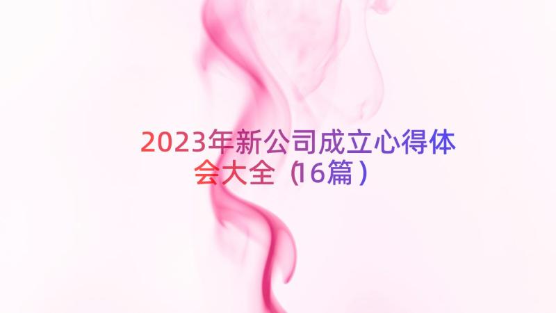 2023年新公司成立心得体会大全