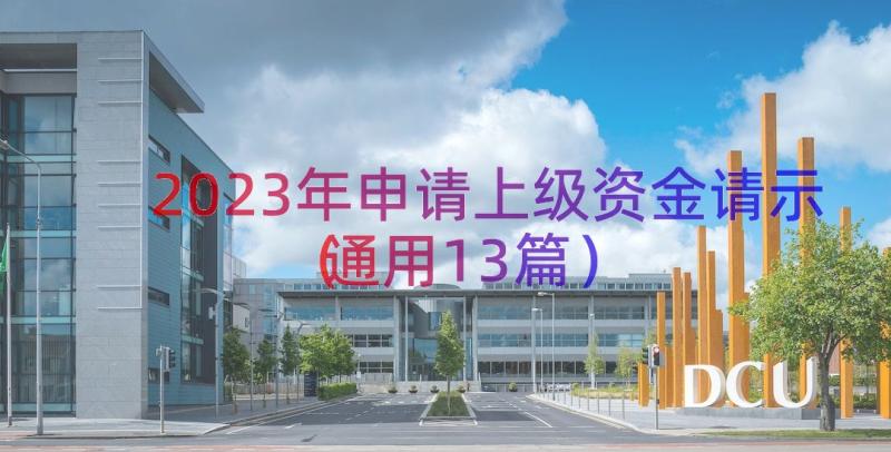 2023年申请上级资金请示（通用13篇）