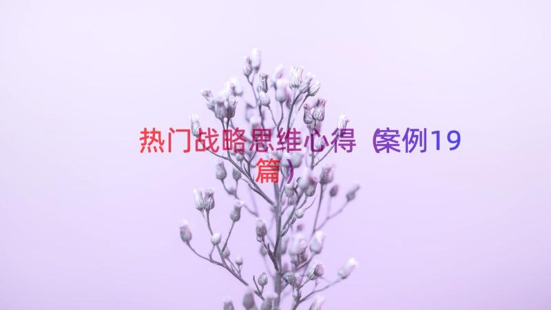 热门战略思维心得（案例19篇）