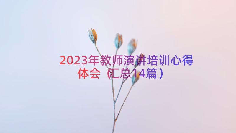 2023年教师演讲培训心得体会（汇总14篇）