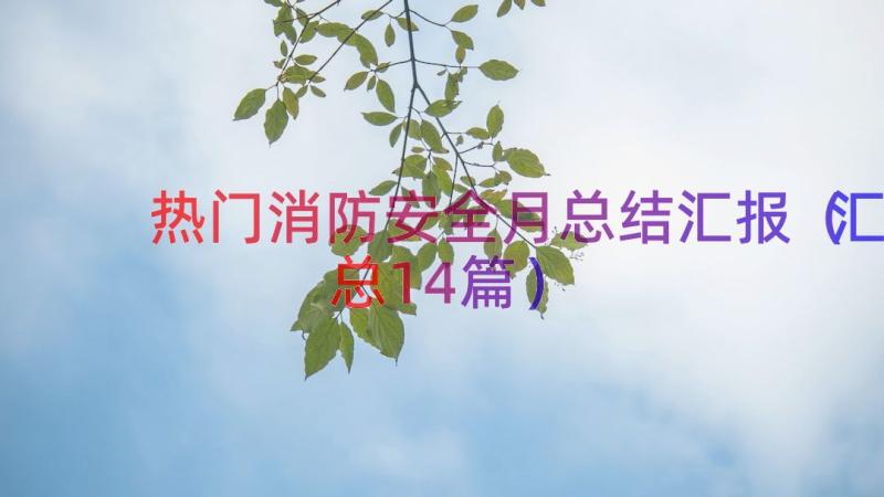 热门消防安全月总结汇报（汇总14篇）