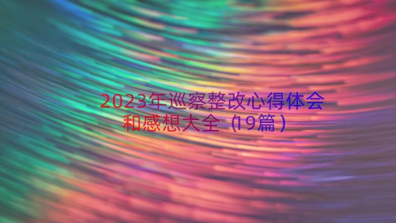 2023年巡察整改心得体会和感想大全（19篇）