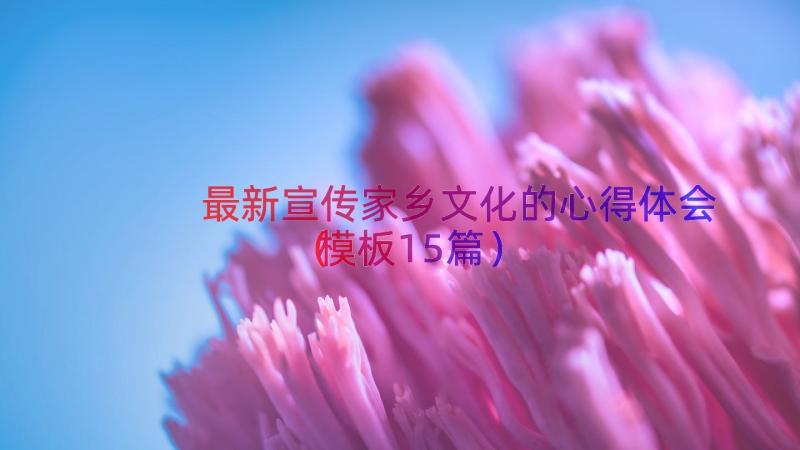 最新宣传家乡文化的心得体会（模板15篇）