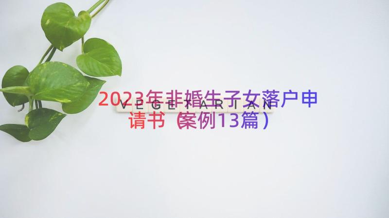 2023年非婚生子女落户申请书（案例13篇）