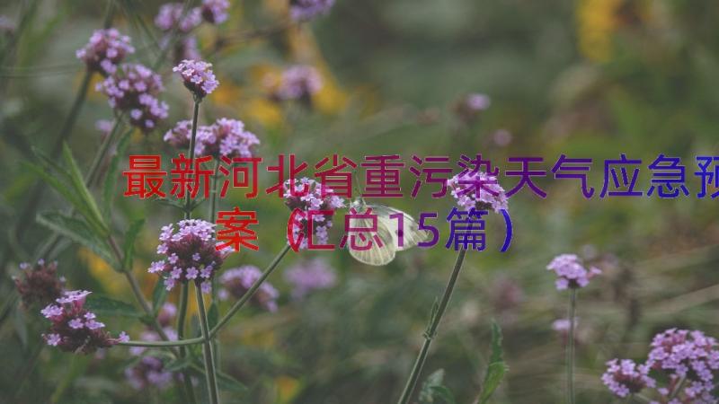 最新河北省重污染天气应急预案（汇总15篇）