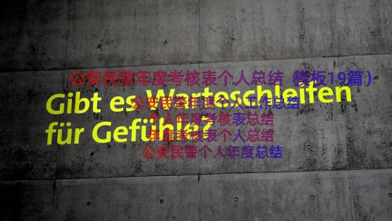 公安民警年度考核表个人总结（模板19篇）