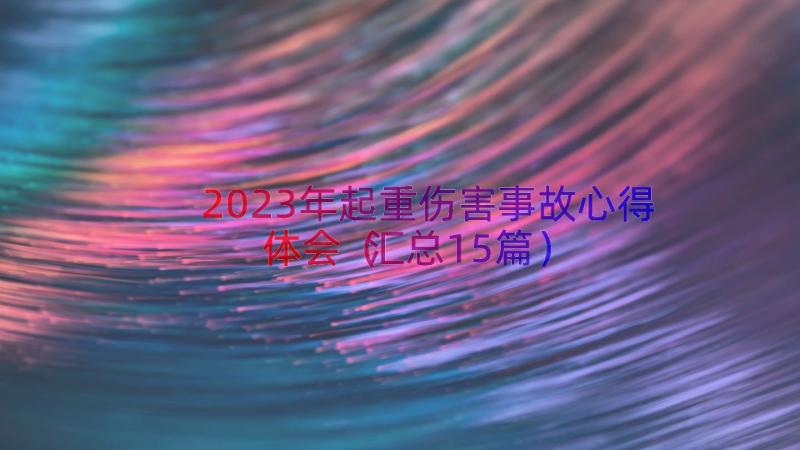 2023年起重伤害事故心得体会（汇总15篇）