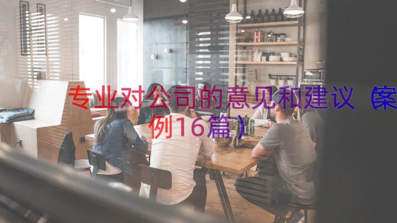 专业对公司的意见和建议（案例16篇）