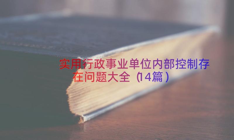 实用行政事业单位内部控制存在问题大全（14篇）