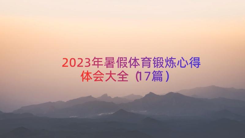 2023年暑假体育锻炼心得体会大全（17篇）