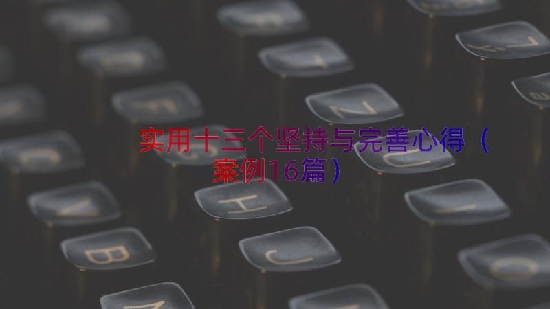 实用十三个坚持与完善心得（案例16篇）