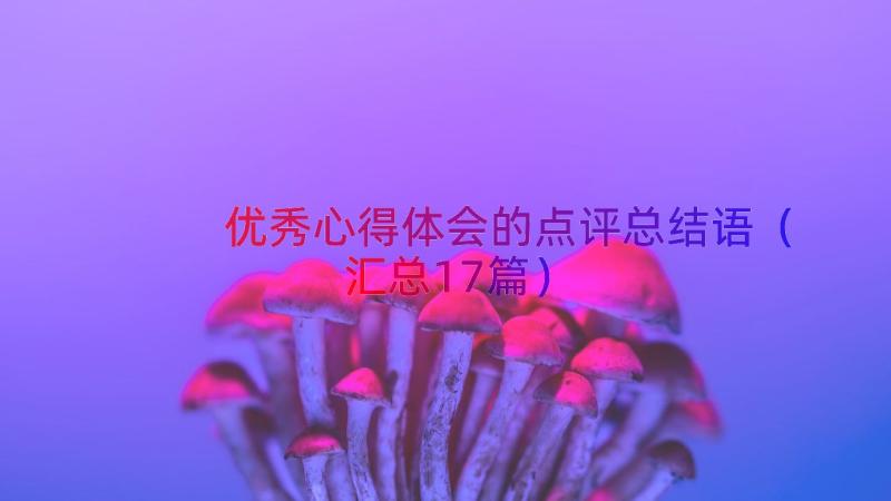 优秀心得体会的点评总结语（汇总17篇）