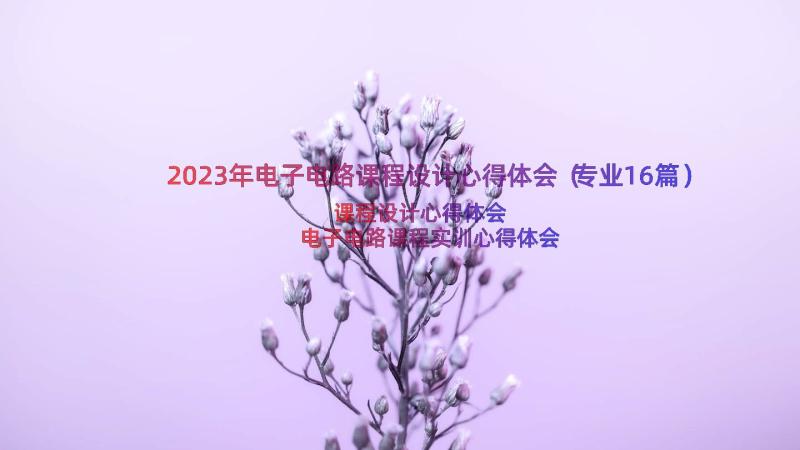 2023年电子电路课程设计心得体会（专业16篇）