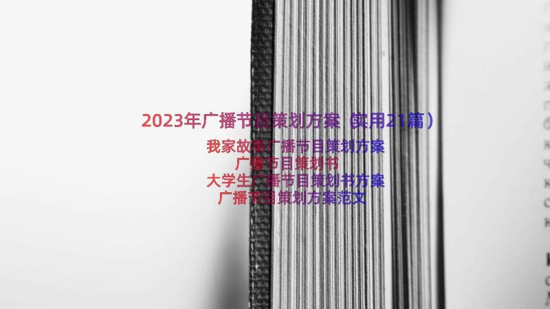 2023年广播节目策划方案（实用21篇）