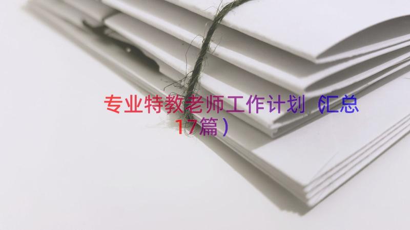 专业特教老师工作计划（汇总17篇）