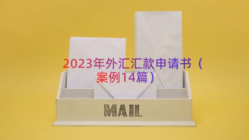 2023年外汇汇款申请书（案例14篇）