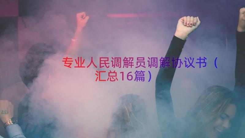 专业人民调解员调解协议书（汇总16篇）